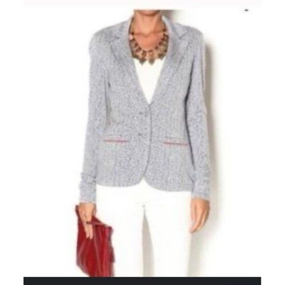 Tart Blithe Chevron Knit Blazer Blue & White Size Small - Picture 8 of 9